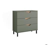 Commode avec tiroirs Marelle, 80x81.2cm avec 3 tiroirs, Vert/Chêne Artisan, Vicco 57844