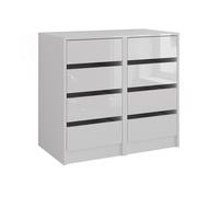 Commode avec tiroirs Sherry, 80.2x76cm Ensemble de 2, Blanc/Blanc Haute brillance, Vicco 57718