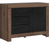 Commode Balin 112 cm, chêne monastère/noir