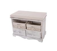 Commode / banc, 2 paniers, 2 tiroirs, 62x33x42cm, shabby, vintage, blanc Blanc