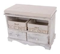 Commode / banc, 2 paniers, 2 tiroirs, 62x33x42cm, shabby, vintage, blanc Blanc