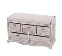 Commode / banc, 5 paniers, 77x36x45cm, shabby, vintage ~ blanc