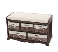 Commode / banc, 5 paniers, 77x36x45cm, shabby, vintage marron