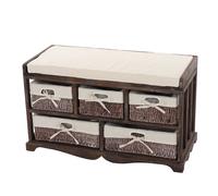 Commode / banc, 5 paniers, 77x36x45cm, shabby, vintage marron