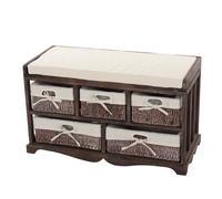 Commode / Banc, 5 Paniers, 77x36x45cm, Shabby, Vintage Marron Multicolore
