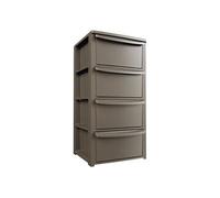 Commode basse 4 tiroirs 39 x 38.5 x H 80.5 cm Marron - Meuble de Rangement Chambre Bureau Buanderie Art Plast