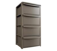 Commode basse 4 tiroirs 39 x 38.5 x H 80.5 cm Marron - Meuble de Rangement Chambre Bureau Buanderie Art Plast