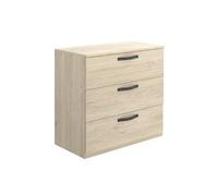 Commode basse en panneaux de particules mélaminés coloris naturel - Longueur 70.2 x Profondeur 44.7 x Hauteur 72.3 cm - -