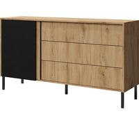 Commode Beautysofa Commode haute moderne et élégante à barreaux MIA 03 Couleur : chêne Eternal+noir,L:145/H:80/P:41cm