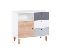Commode bébé 3 tiroirs 1 porte en bois naturel