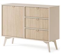 Commode : beige sable/arête de poisson scandée, pieds en bois beige sable, 106 x 80 x 38cm