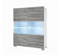 Commode - BELINI - NEX KOM1/1/W/GW1/0/0 - 2 Portes Vitrées - Chêne Glamour - Meuble de Salon