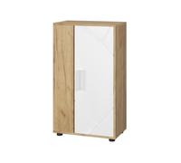commode Berno, 50.1x87.3cm avec 2 compartiments, Chêne de force doré/Blanc, Vicco 55454