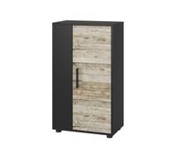 commode Berno 50.1x87.3cm avec 2 compartiments Noir/Sable Chêne Vicco 55450