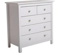 Commode BETTY BLANC 3 grands tiroirs et 2 petits en pin massif -