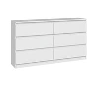Commode blanche 140 cm - 6 Tiroirs - Meuble de Rangement Chambre - Dimensions 138x40x75 cm - Design Moderne et Élégant