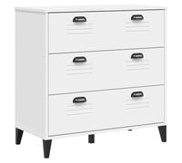 Commode Blanche 4 Tiroirs en Bois Composite avec Poignées, Fixation Murale | Bois d'ingénierie résistant à l'humidité, surface lisse, style industriel, dessus décoratif, rangement spacieux