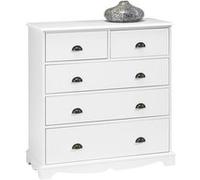 Commode Blanche 5 Tiroirs Style Anglais L 96.2 H 97.4 P 42.5 cm - L 96.2 x l 42.5 x H 94.4 cm Blanc G