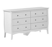 Beliani Commode Blanche avec 6 Tiroirs Spacieux Meuble de Rangement Pratique pour Chambre ou Salon au Style Vintage Traditionnel et Glamour