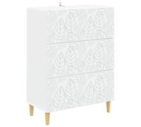 Commode blanche 66 x 34,5 x 90 cm en bois avec pieds en eucalyptus | Design à angle droit, beaucoup d'espace de rangement, surface facile d'entretien, pieds en eucalyptus robuste