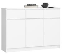 Commode blanche de large avec 3 tiroirs et 3 portes - L 40 x W 138 x 99