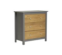 Commode BONNIE 3 tiroirs Gris/ciré -