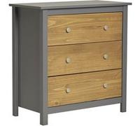 Commode BONNIE 3 tiroirs Gris/ciré - VS Venta-Stock Gris G