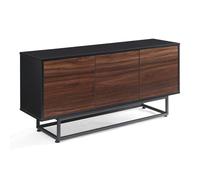[en.casa] Meuble Bas Boxholm 120 x 30 x 55 cm Noir Effet Noyer | avec 3 portes, étagères, structure en métal, meuble de rangement polyvalent, buffet, vaisselier, système Push-to-Open