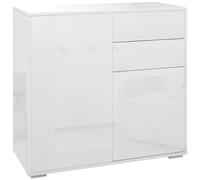 HomCom Commode buffet 2 tiroirs 2 portes 79x36x74 cm Panneaux de particules Blanc