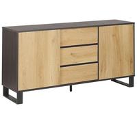 Commode Avec 3 Tiroirs Et 2 Compartiments Bois Clair / Noire Elda Multicolore