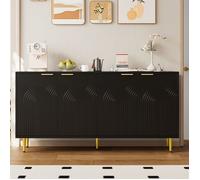 Commode buffet 4 portes - Poignées dorées brossées + Pieds brillants haute brillance Meuble de rangement salon modern 160×80×40 cm