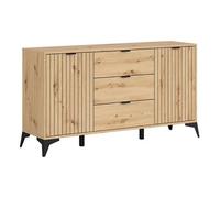 PEGANE Commode Buffet à 2 Portes et 3 tiroirs,Coloris Chêne Artisan - Longueur 150 x Profondeur 41 x Hauteur 83 cm