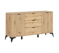 Commode Buffet à 2 portes et 3 tiroirs,coloris Chêne artisan - Longueur 150 x Profondeur 41 x Hauteur 83 cm