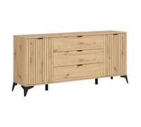 Commode Buffet à 2 portes et 3 tiroirs,coloris Chêne artisan - Longueur 180 x Profondeur 41 x Hauteur 83 cm