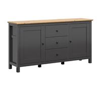commode Buffet à 2 portes et 3 tiroirs, coloris Gris graphite/Chêne artisan - Longueur 186 x Profondeur 44 x Hauteur 96 cm - -