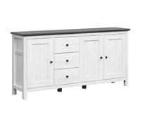 commode Buffet à 3 portes et 3 tiroirs, coloris Gris Mélèze clair / Pin larico - Longueur 199 x Profondeur 44 x Hauteur 96 cm - -