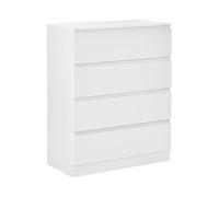 Commode Buffet à 4 Tiroirs de Rangement Style Scandinave Panneau de Particules Blanc Winnipeg