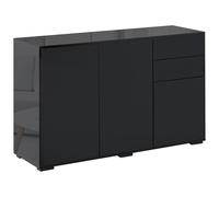 HOMCOM Buffet Meuble de Rangement 2 tiroirs coulissants 3 Portes étagère réglable Panneaux de Particules 117 x 36 x 74 cm Noir