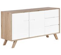 Commode Buffet Effet Bois avec Compartiments à Portes et 3 Tiroirs Meuble de Rangement Élégant pour Chambre ou Salon au Style Scandinave Beliani