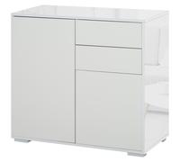 Commode buffet meuble de rangement 2 tiroirs 2 portes avec étagère 79 x 36 x 74 cm blanc