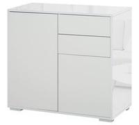 Commode buffet meuble de rangement 2 tiroirs 2 portes avec étagère 79 x 36 x 74 cm blanc Blanc G