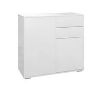 Commode buffet meuble de rangement 2 tiroirs 2 portes avec étagère 79 x 36 x 74 cm blanc laqué Blanc G