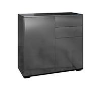 Commode buffet meuble de rangement 2 tiroirs 2 portes avec étagère 79 x 36 x 74 cm noir laqué