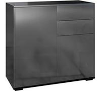 Commode buffet meuble de rangement 2 tiroirs 2 portes avec étagère 79 x 36 x 74 cm noir laqué Noir G