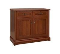 PEGANE Commode Buffet Meuble de Rangement à 2 Portes et 2 tiroirs, Couleur châtaigne - Longueur 101 x Profondeur 45 x Hauteur 90,5 cm