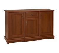 Commode buffet meuble de rangement à 3 portes et 1 tiroir, couleur châtaigne - Longueur 153,5 x Profondeur 45 x Hauteur 90,5 cm - -