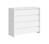 PEGANE Commode Buffet Meuble de Rangement à 4 tiroirs, Coloris Blanc/Blanc Mat - Longueur 105 x Profondeur 40,5 x Hauteur 92 cm