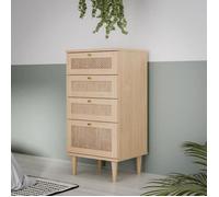 Commode - CALASETTEA - 4 tiroirs - Décor Chêne - 50,4 x 41,4 x 108,8 cm