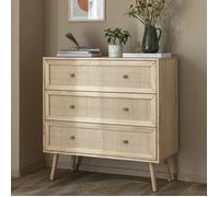 Commode cannage avec 3 tiroirs bois naturel ANNA - Bois naturel - Terre de Nuit