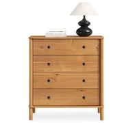 IDIMEX Commode Chambre APOANA H 99 cm 4 tiroirs en Bois Massif Coloris chêne Meuble de Rangement pour vêtements Design Naturel tiroirs spacieux poignées Noires Style Moderne Robuste
